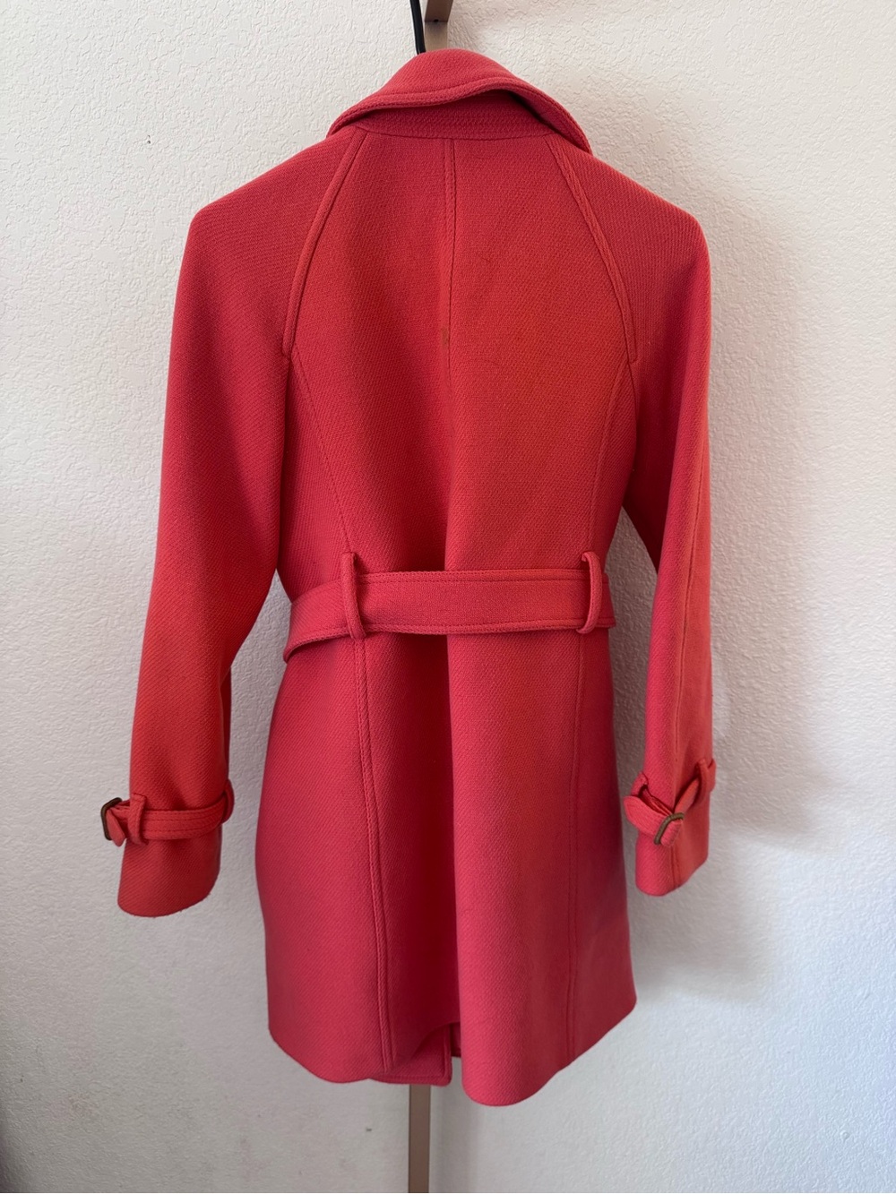 J. Crew Coral Double-Breasted Wool-Blend Trench Coat - Picture 3 of 3